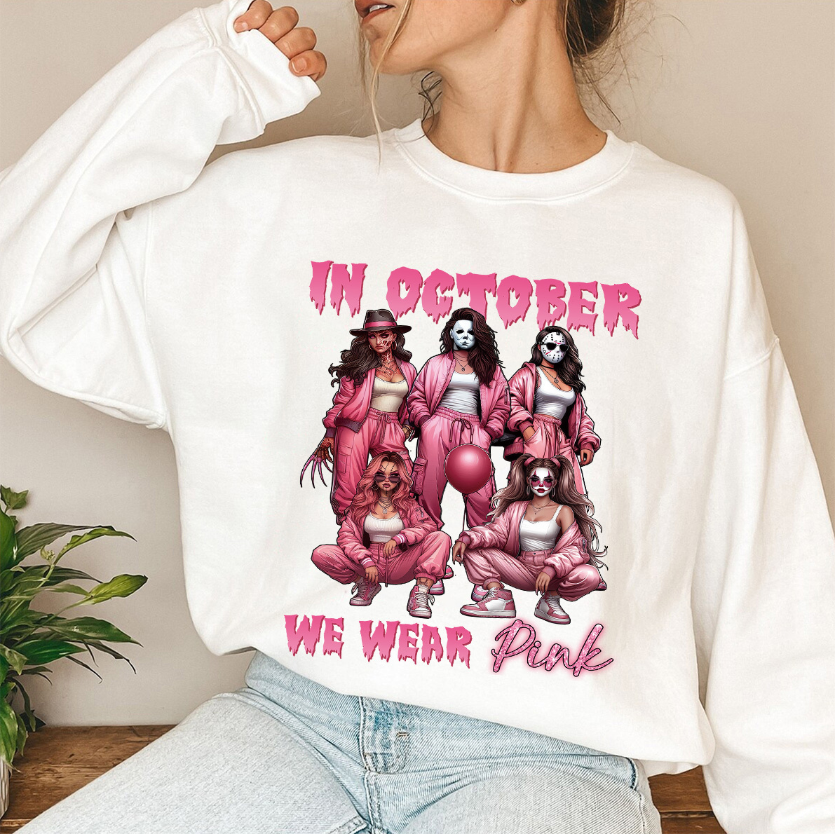 In October We Wear Pink Vintage Halloween Shirt