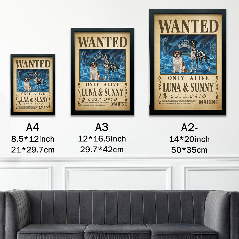 Custom Pet Anime Wanted Portrait, Pirate Theme Frame Gift⚓