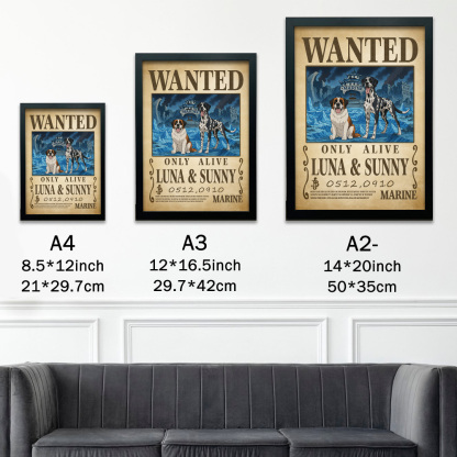 Custom Pet Anime Wanted Portrait, Pirate Theme Frame Gift⚓