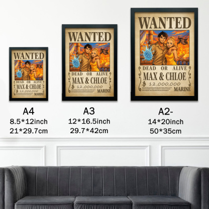 Custom Anime Wanted Couple Portrait Devil Fruits Frame, Akuma no Mi Theme Frame Gift