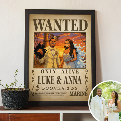 Custom Anime Wanted Couple Portrait Devil Fruits Frame, Akuma no Mi Theme Frame Gift