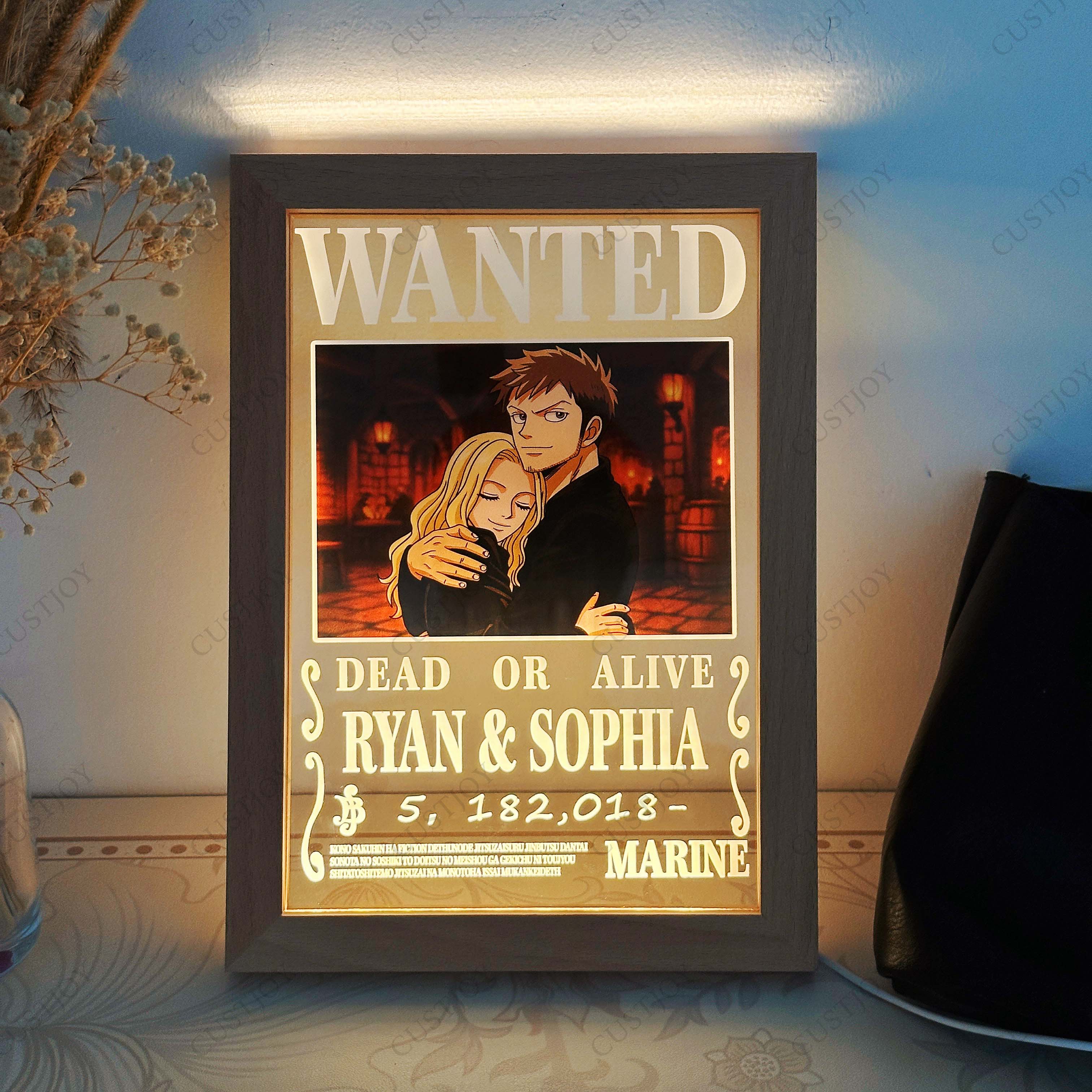 Personalized Anime Wanted Couple Portrait Led light frame⚓