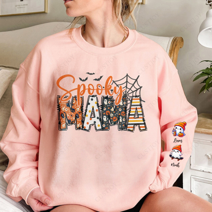 Halloween Mama Wears Her Ghost Kids on Her Sleeve Custom Sweatshirt