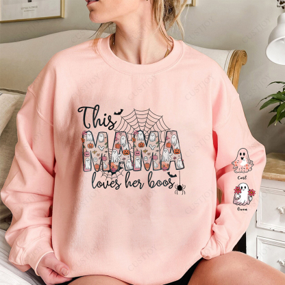 Halloween Spider Mama Wears Her Heart on Her Sleeve Custom Sweatshirt