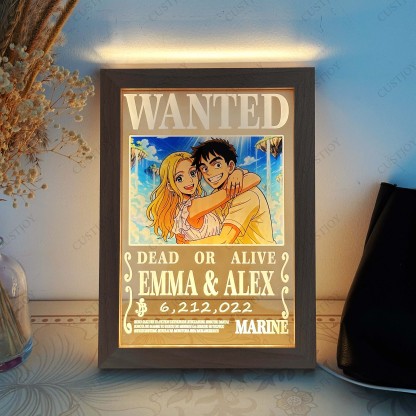 Personalized Anime Wanted Couple Portrait Led light frame⚓