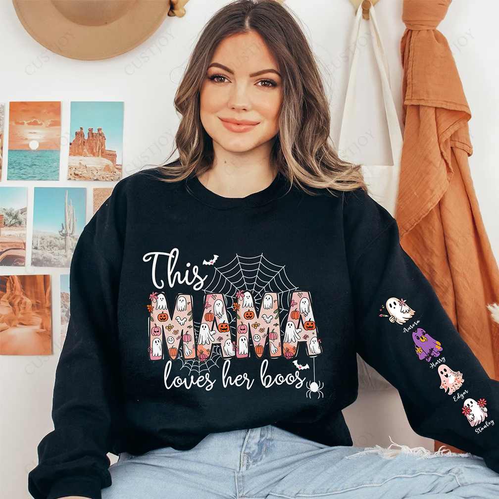 Halloween Spider Mama Wears Her Heart on Her Sleeve Custom Sweatshirt