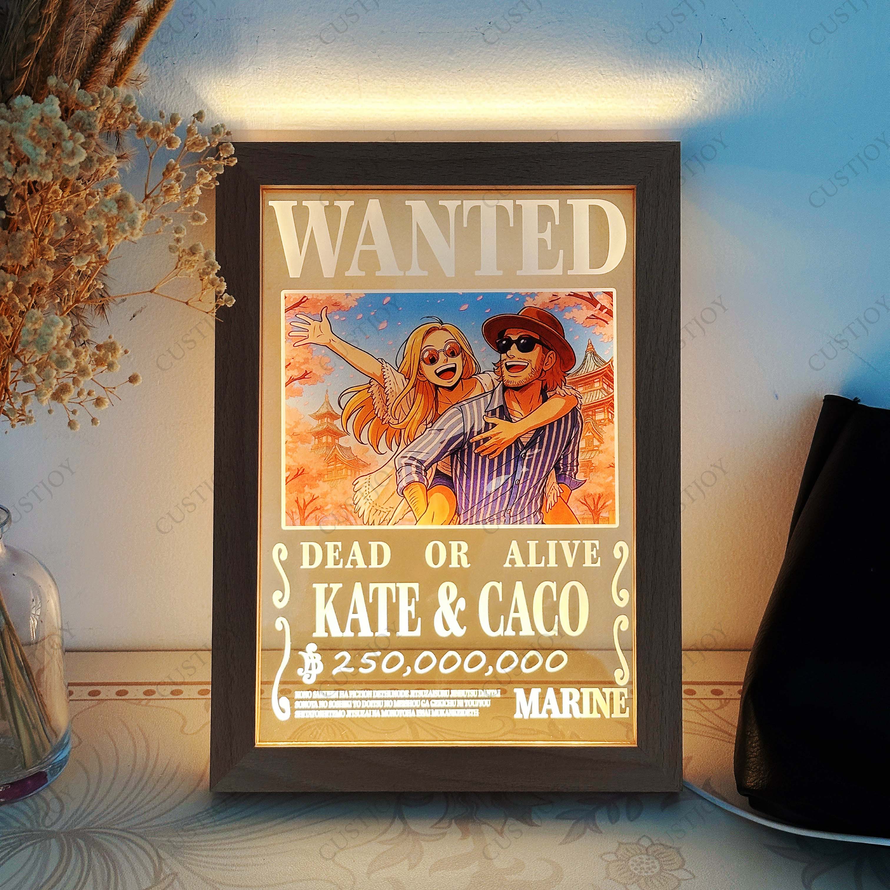 Personalized Anime Wanted Couple Portrait Led light frame⚓
