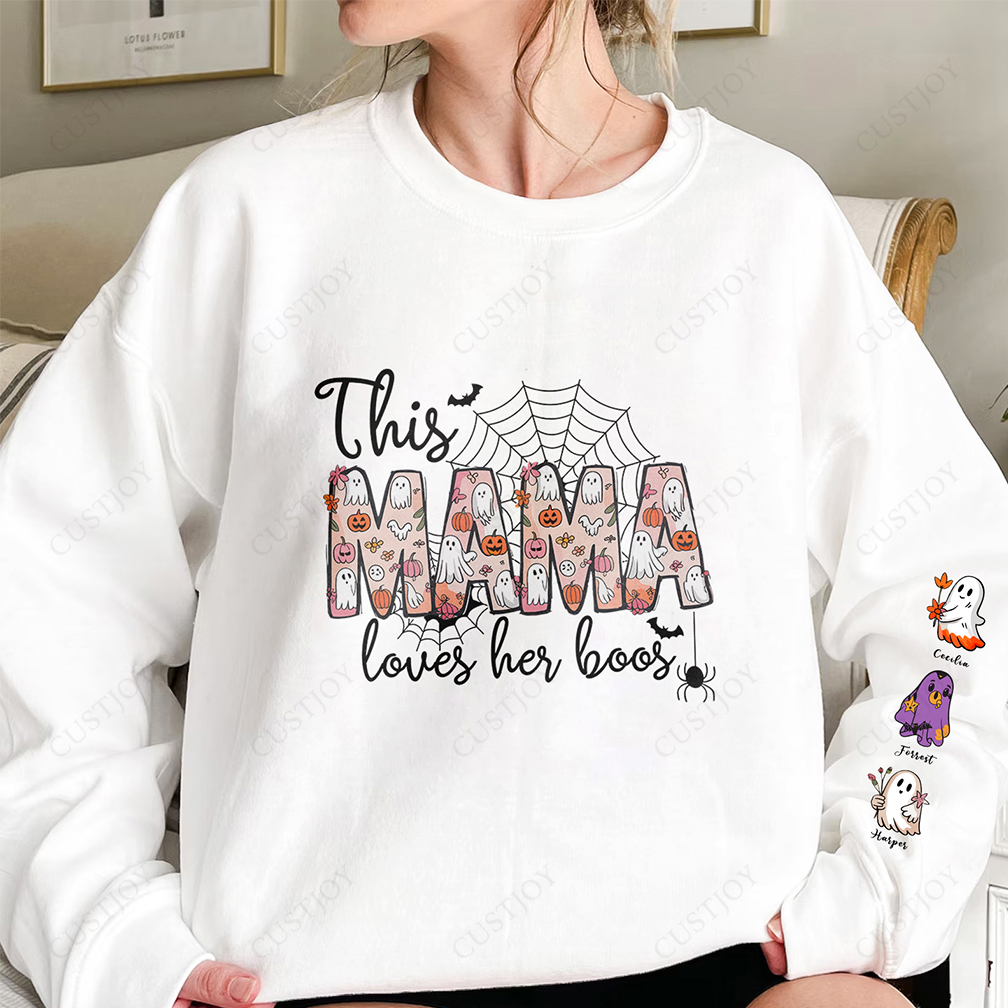 Halloween Spider Mama Wears Her Heart on Her Sleeve Custom Sweatshirt