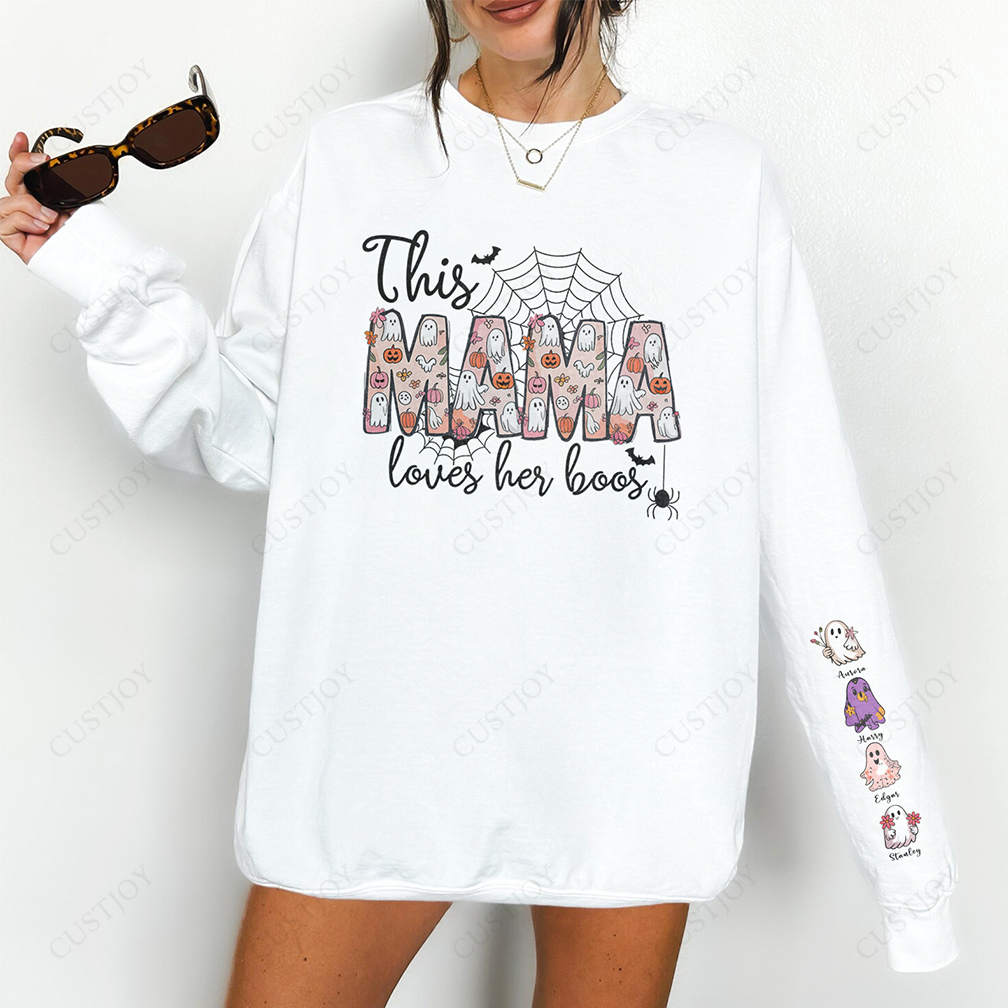Halloween Spider Mama Wears Her Heart on Her Sleeve Custom Sweatshirt