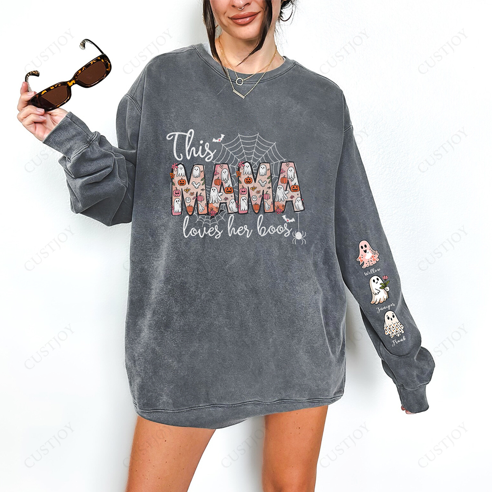 Halloween Spider Mama Wears Her Heart on Her Sleeve Custom Sweatshirt