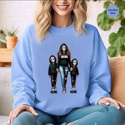 Halloween Horror Mama Custom Kid Name Sweatshirt