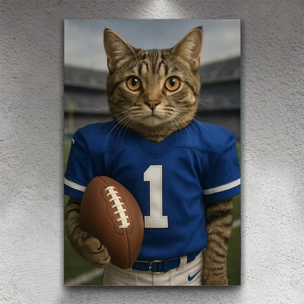 Hand-Painted Custom American Football NFL Cat Portraits 🏈