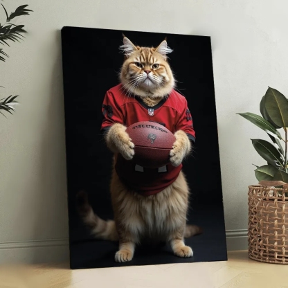 Hand-Painted Custom American Football NFL Cat Portraits 🏈
