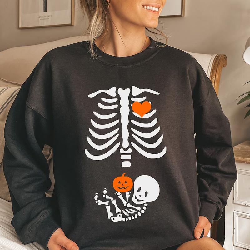 Skeleton Halloween Maternity Sweatshirt