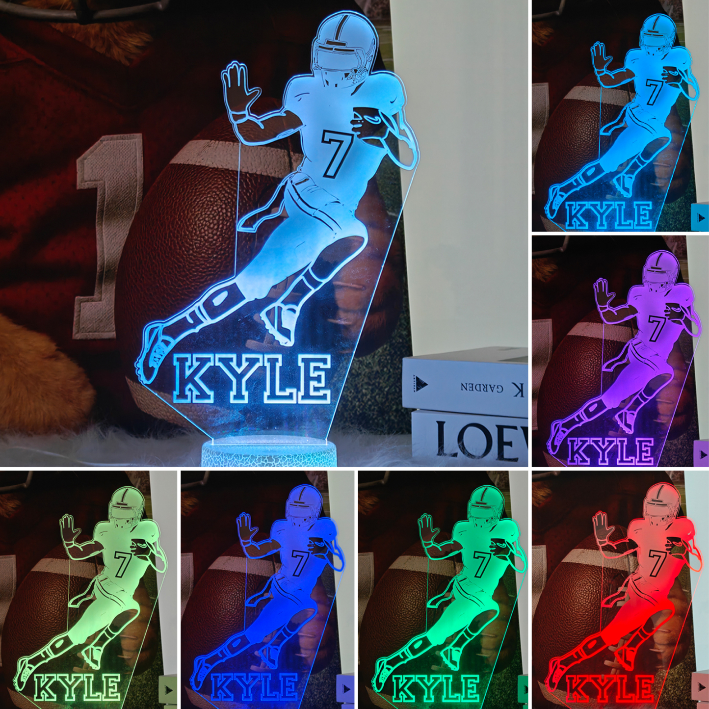 Custom American Football Player LED Night Light