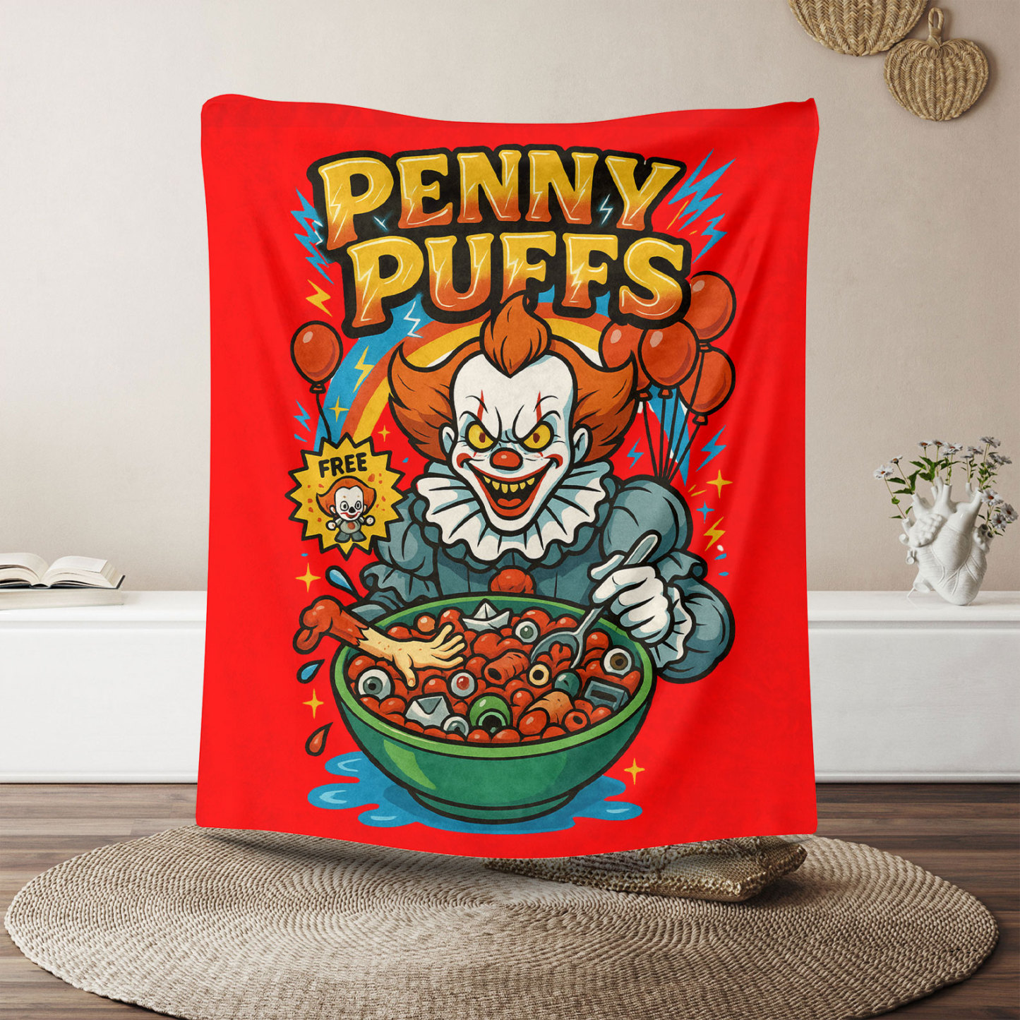 “Horror IP Cereal Box” Retro Spooky Blankets