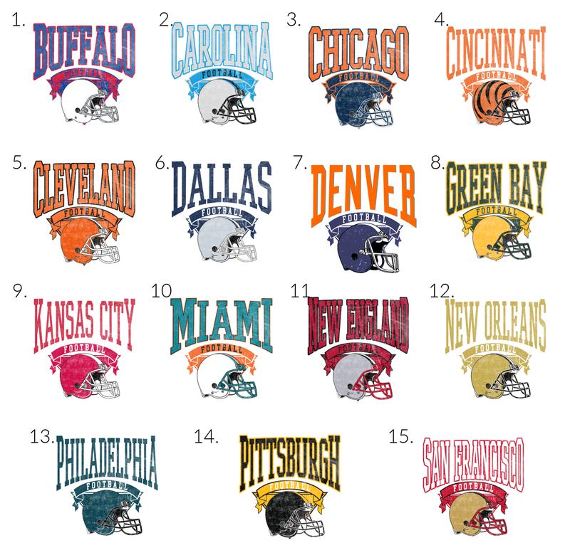 American Football City Team Graphic Tees