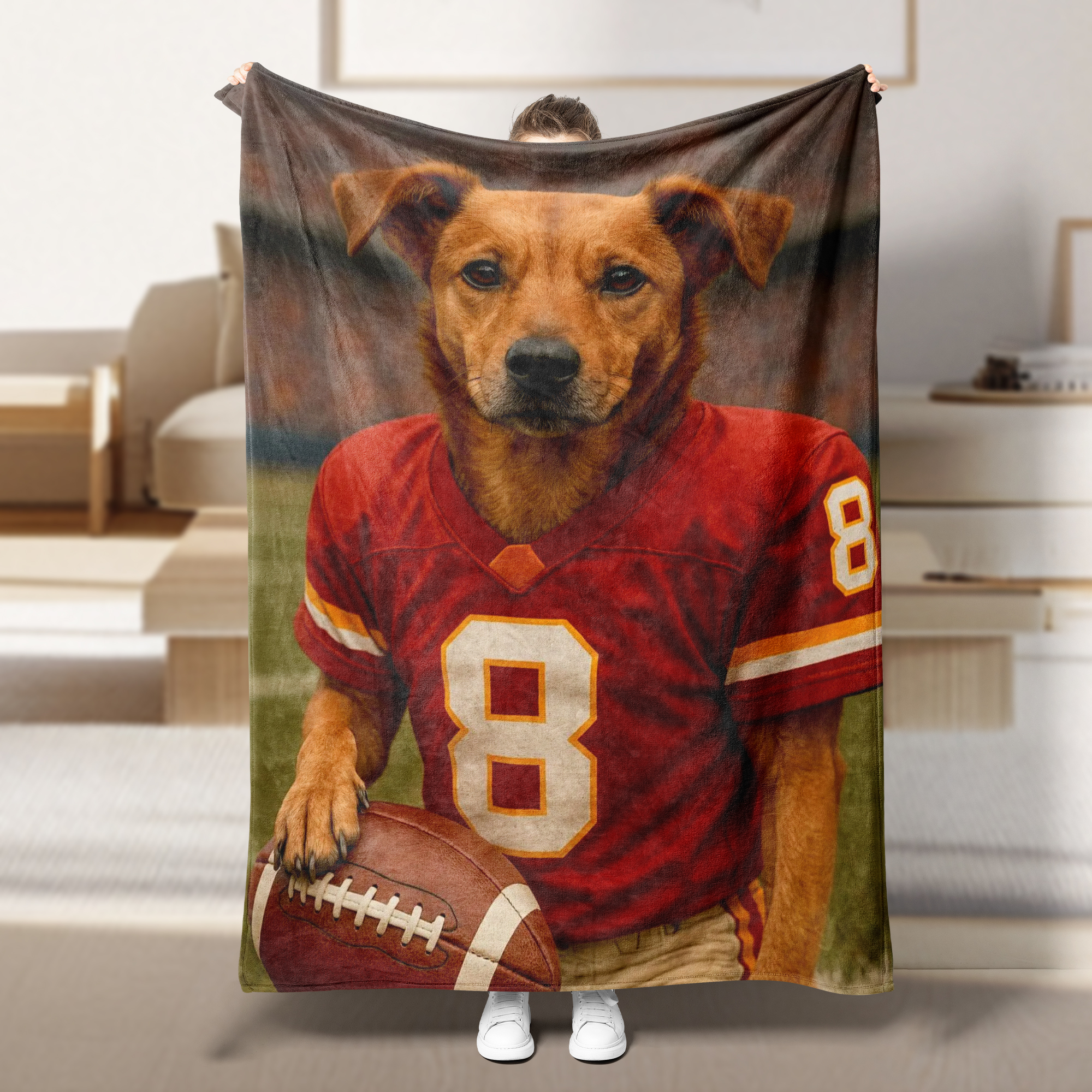 Hand-Painted Custom American Football Cat Pet NFL NACC Blankets🏈