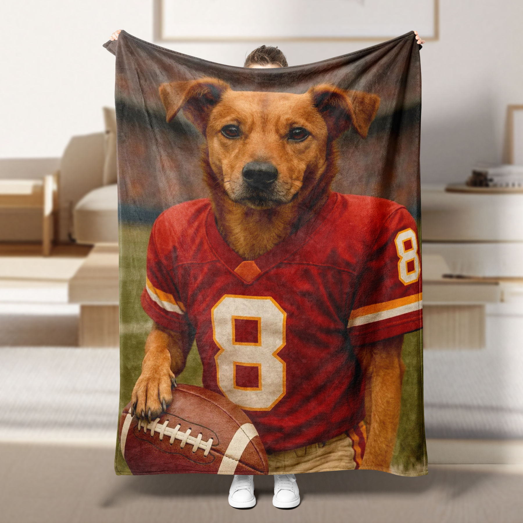 Hand-Painted Custom American Football Cat Pet NFL NACC Blankets🏈