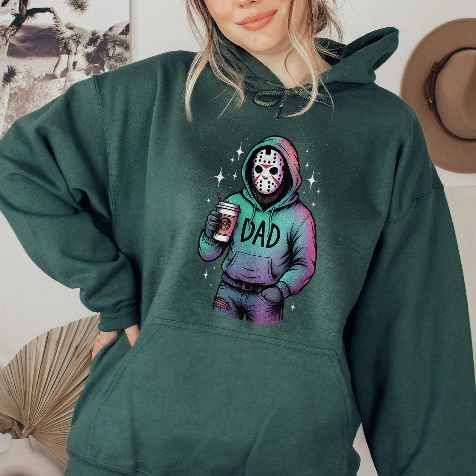 Personalized Hand-drawn Designs Horror Mask Halloween Sweatshirt 🎃