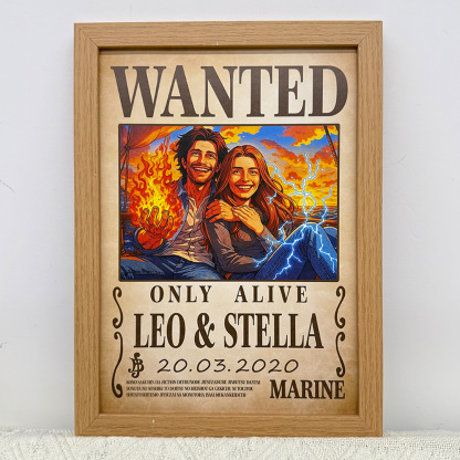 Custom Anime Wanted Couple Portrait Devil Fruits Frame, Akuma no Mi Theme Frame Gift