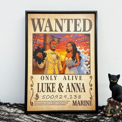 Custom Anime Wanted Couple Portrait Devil Fruits Frame, Akuma no Mi Theme Frame Gift