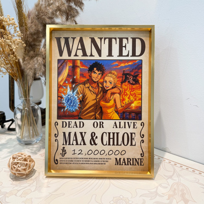 Custom Anime Wanted Couple Portrait Devil Fruits Frame, Akuma no Mi Theme Frame Gift