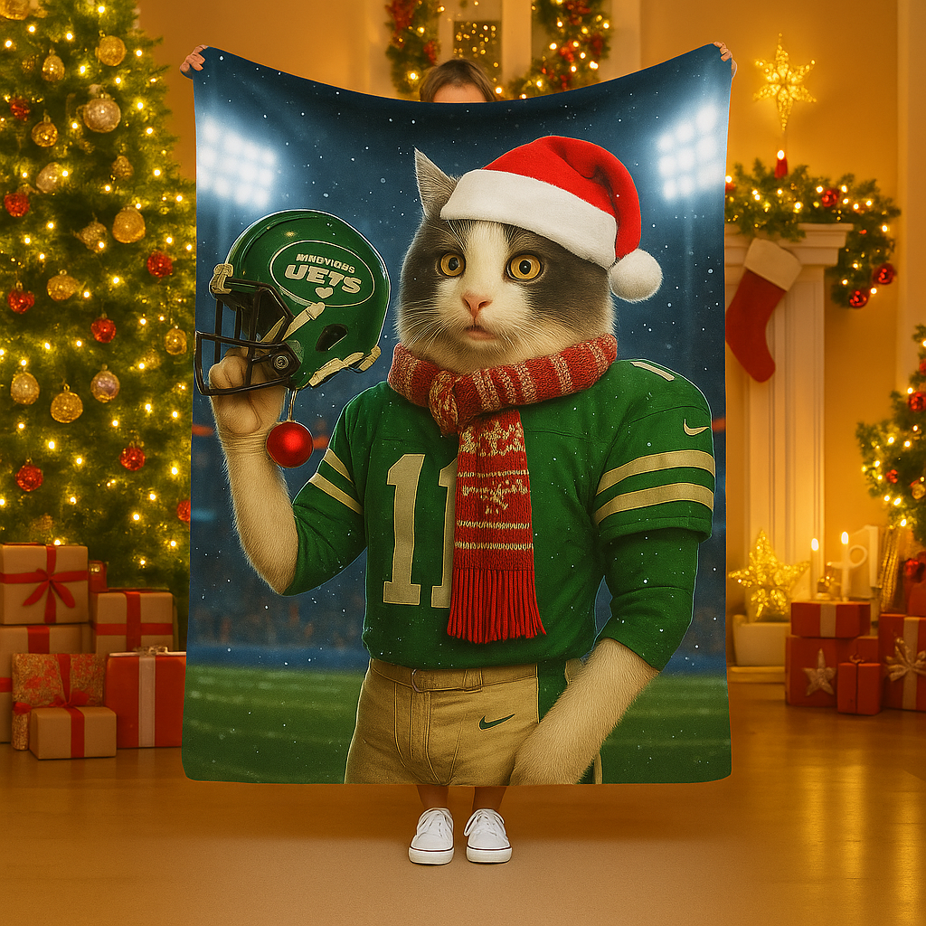 Christmas Hand-Painted Custom American Football Pets Blankets🎄🏈