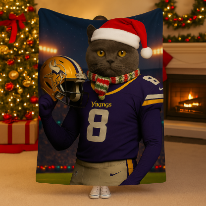 Christmas Hand-Painted Custom American Football Pets Blankets🎄🏈