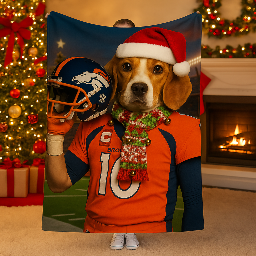 Christmas Hand-Painted Custom American Football Pets Blankets🎄🏈