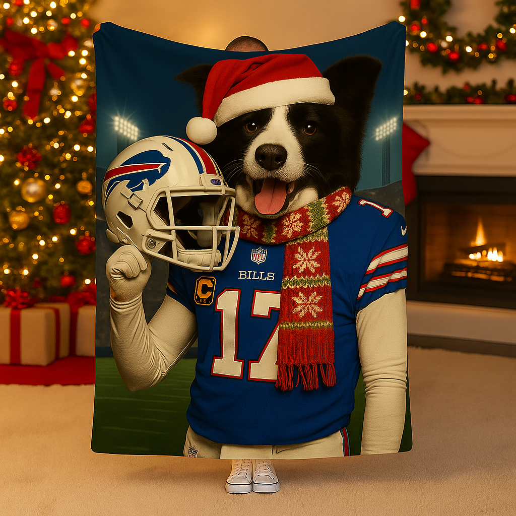 Christmas Hand-Painted Custom American Football Pets Blankets🎄🏈