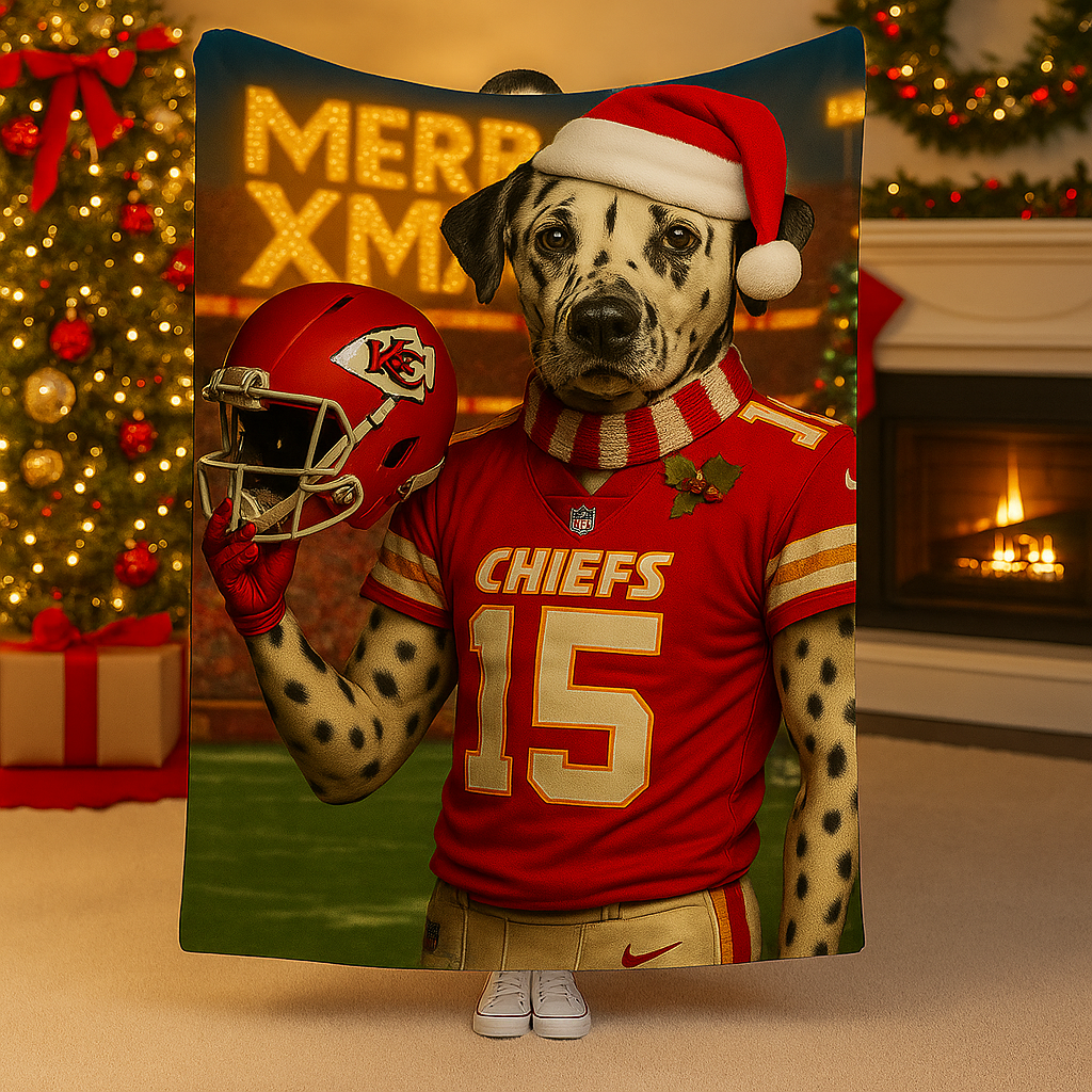 Christmas Hand-Painted Custom American Football Pets Blankets🎄🏈