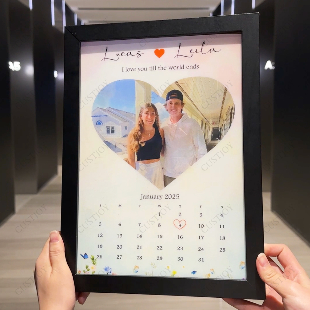 Couple's Memorial Calendar with Angle-Sensitive Photo Flashcard Frames