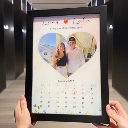 Couple's Memorial Calendar with Angle-Sensitive Photo Flashcard Frames
