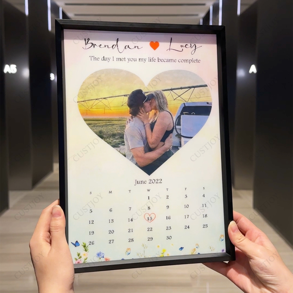 Couple's Memorial Calendar with Angle-Sensitive Photo Flashcard Frames