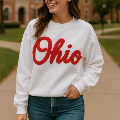 Custom Oversized Team Chenille Embroidered Sweatshirt