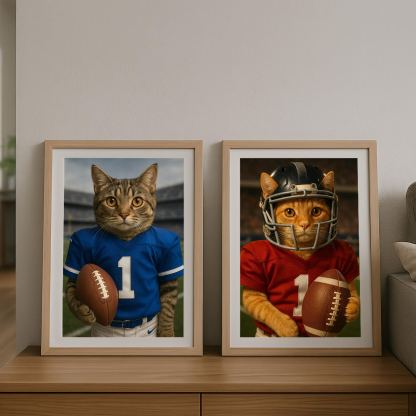 Custom American Football Pet Portrait with Team Jersey
