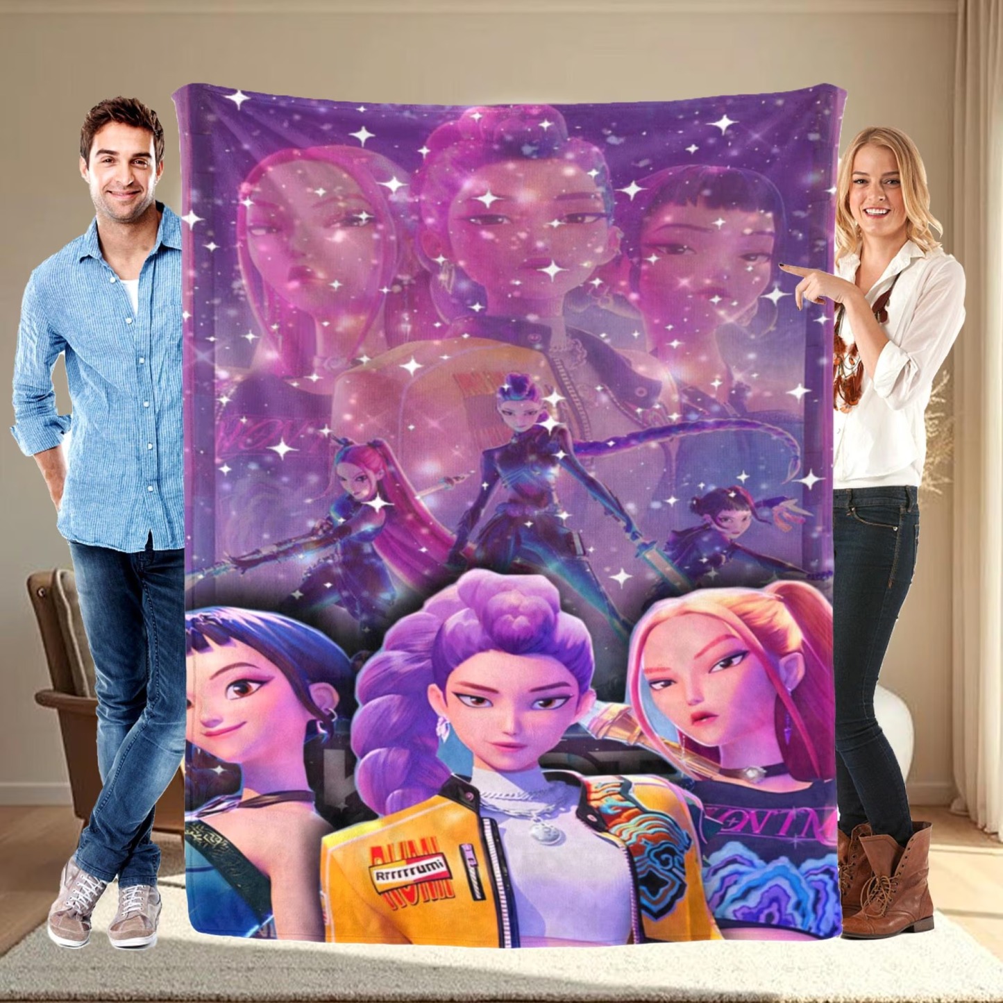 Kpop Demon Hunters Huntrix Movie Blanket