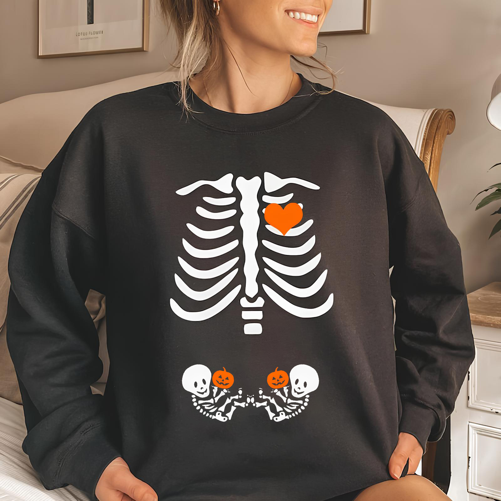 Skeleton Halloween Maternity Sweatshirt