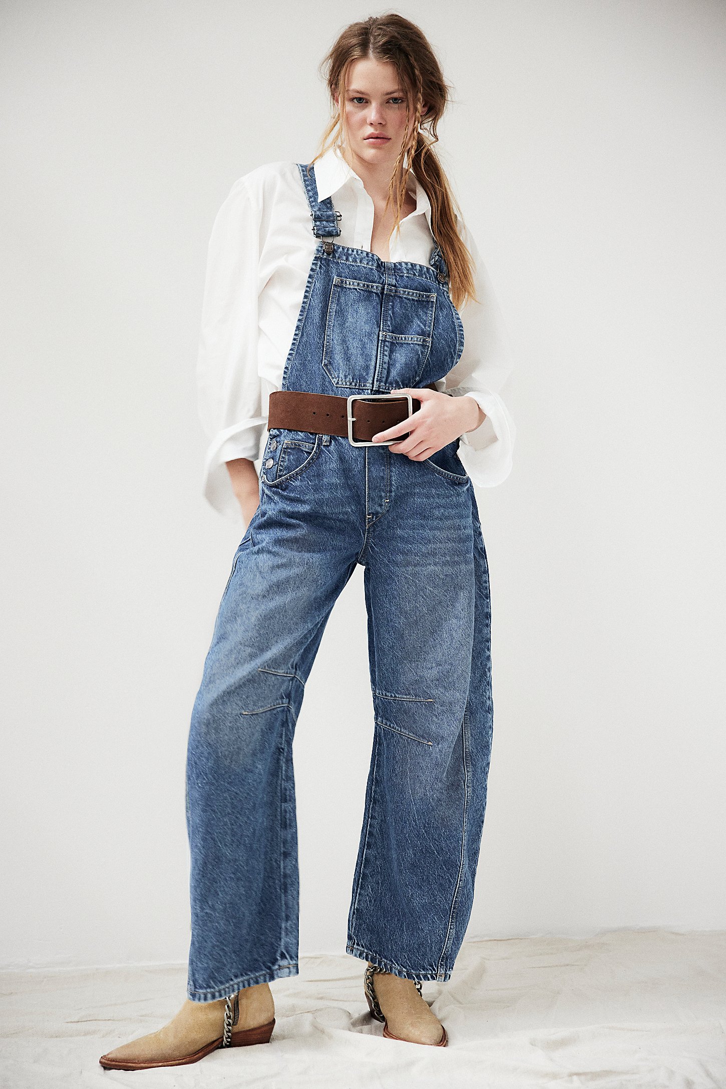 Dakota Wide-Leg Denim Overalls