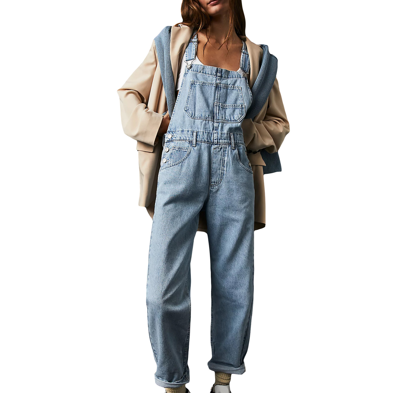 Dakota Wide-Leg Denim Overalls