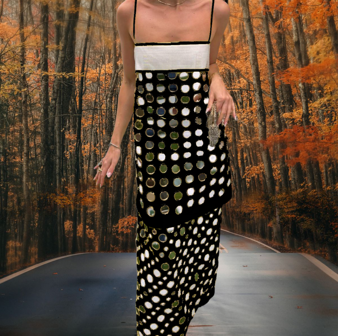 Fashion Handmade layered mirrored dress-ROVOLE