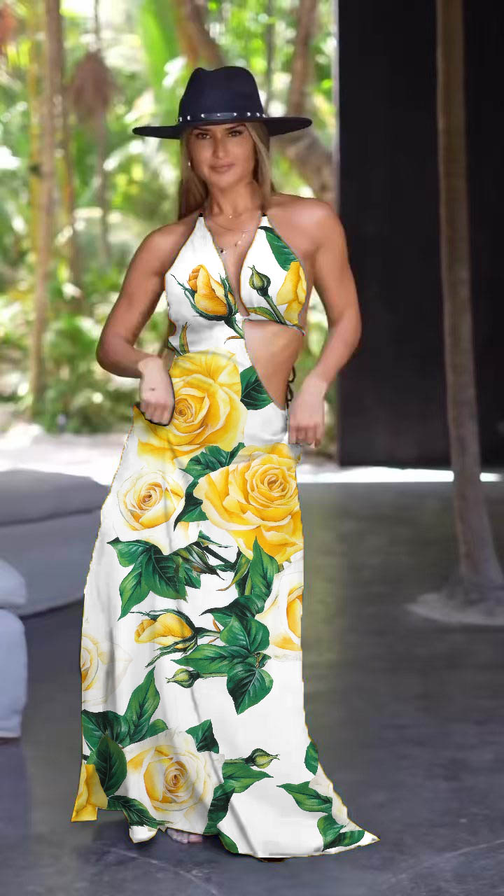 Asymmetrical midi resort dress-flax. Built-in breast cup.-ROVOLE