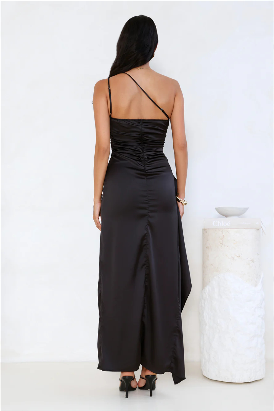 Extra Special One Shoulder Satin Maxi Dress Sage