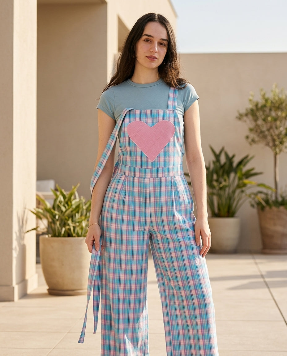Blue Aura Wedding Guest Textured Jumpsuit Blue Jumpsuit with Wide-Leg silhouette and Poplin texture, front view product image for Wedding Guest, a Palm Springs weekend, Summer current summer selling: vacation, resort dinner, wedding guest, festival weeken by rovole