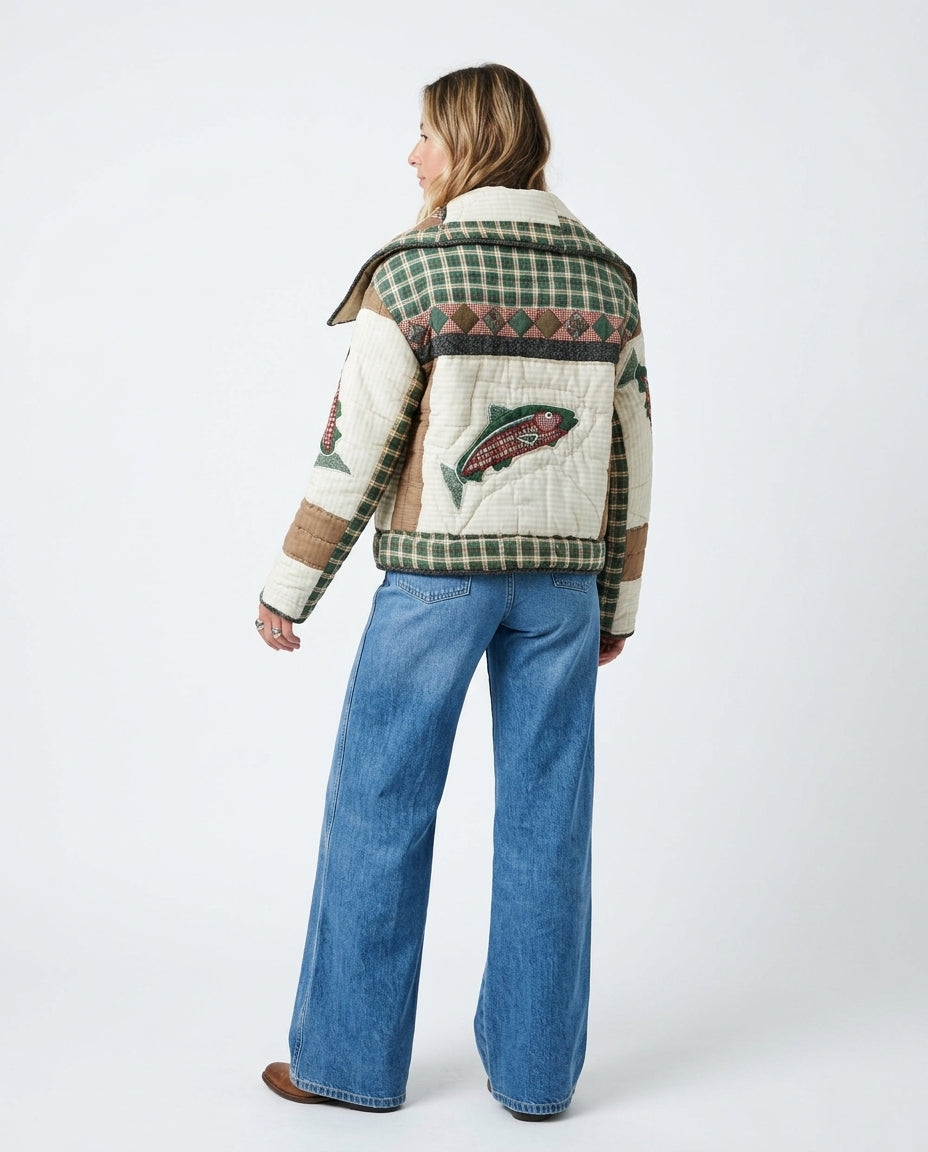 Multi-Color Whisper Wedding Guest Embroidered Jacket Multi-Color Jacket with Wide-Leg silhouette and Textured texture, side or back garment view for Wedding Guest, Coffee in Marais, Summer current summer selling: vacation, resort dinner, wedding guest, fe by rovole
