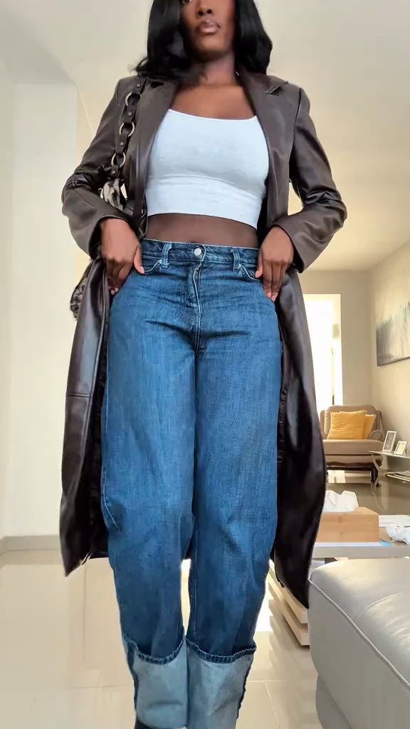 Brown Faux Leather Trench Coat-ROVOLE