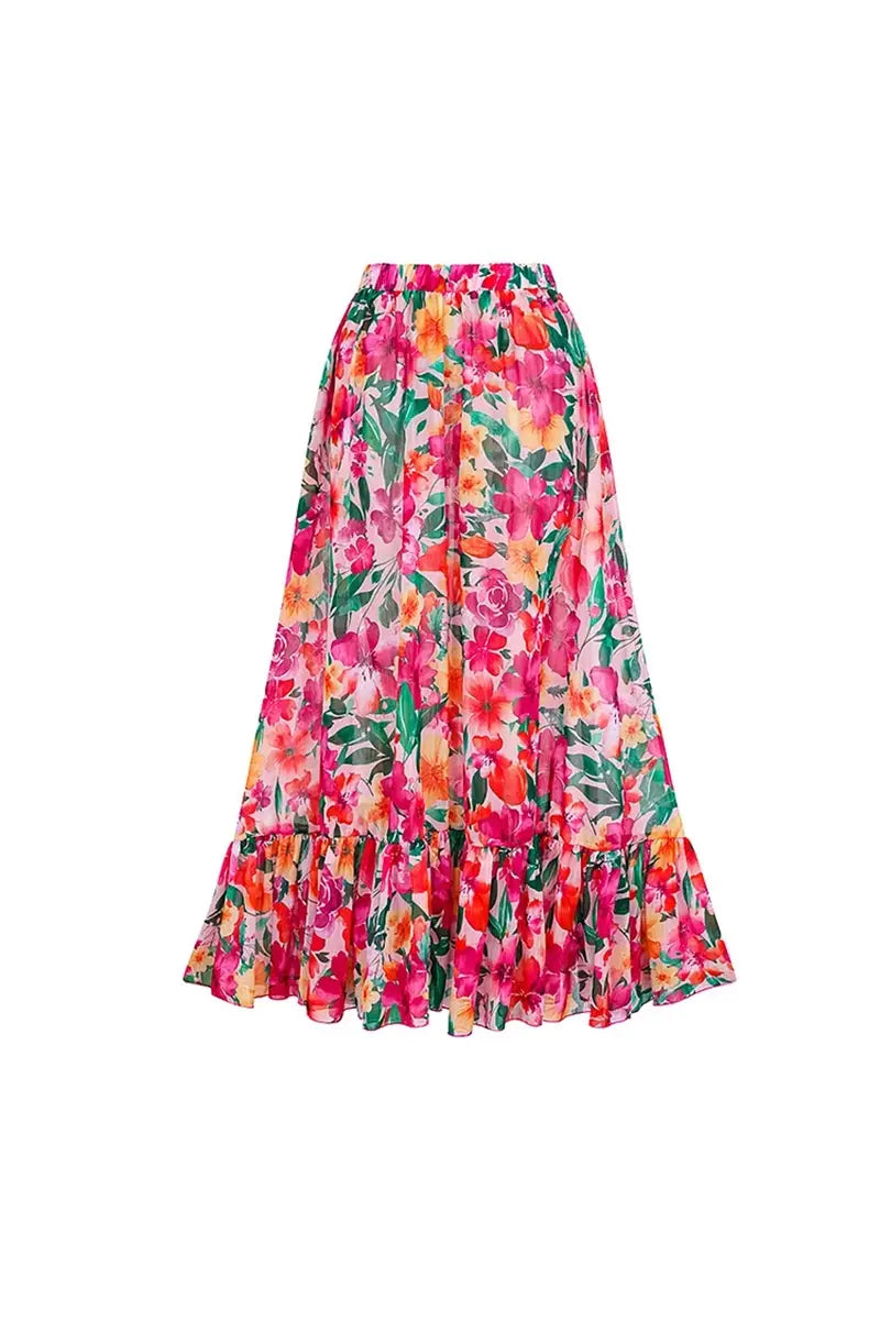 Floral Backless Swimsuit Beach Vacation Set-ROVOLE