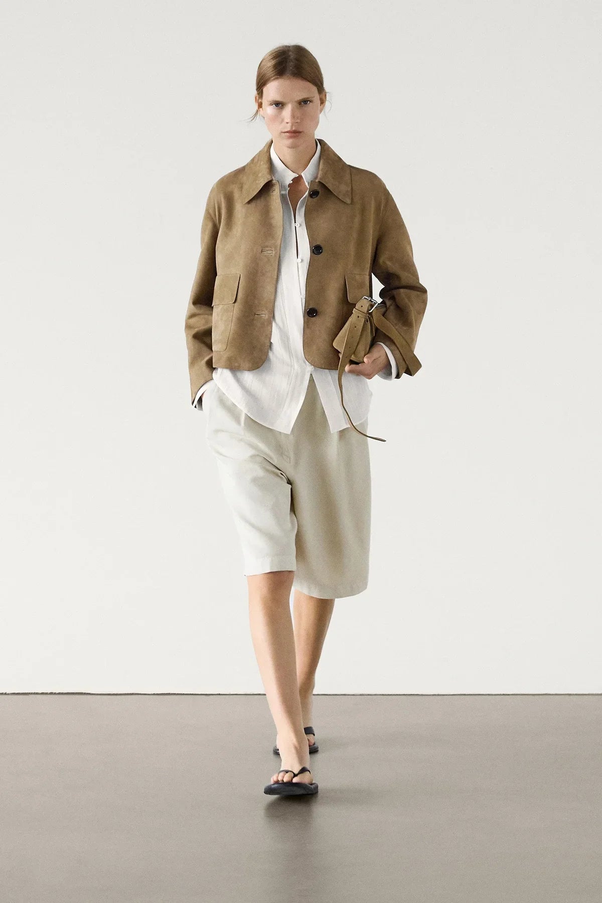 Split suede leather jacket with pocket-ROVOLE