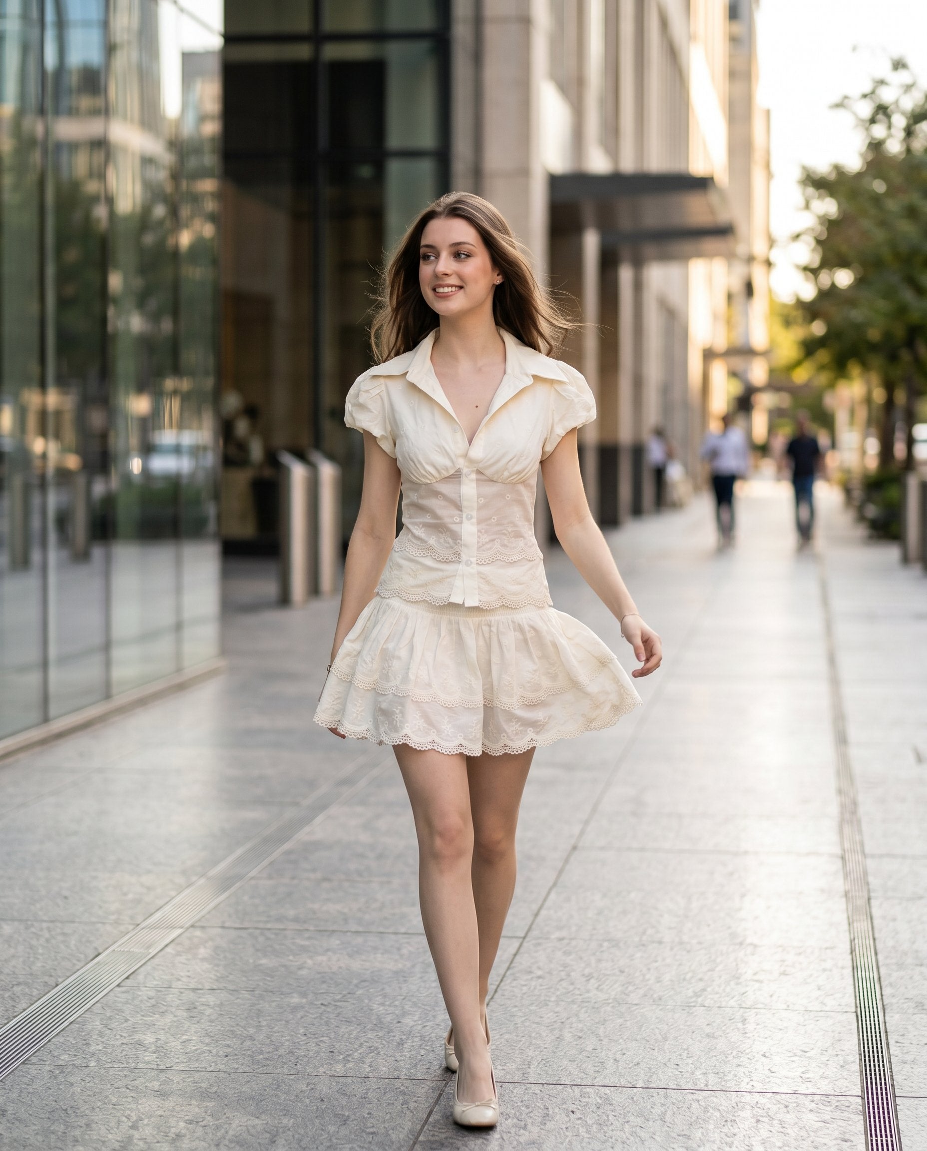 Ivory Gleam Wedding Guest Lace Mini Dress Ivory Mini Dress with Cropped silhouette and Textured texture, outdoor styling image for Wedding Guest, a polished coastal brunch, Summer current summer selling: vacation, resort dinner, wedding guest, festival we by rovole